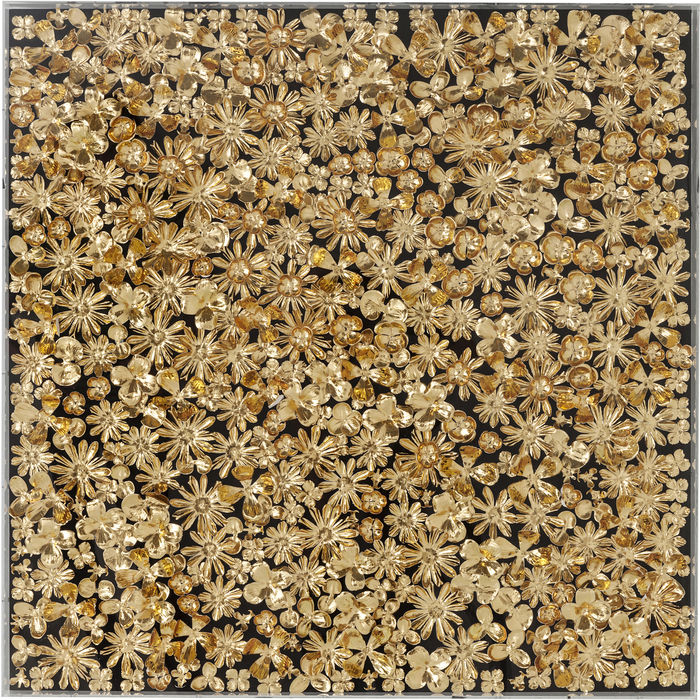 Quadro fiori dorati tridimensionali 80×80 - immagine 6
