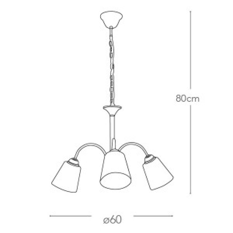 Lampadario 1162 3 luci acciaio - immagine 3